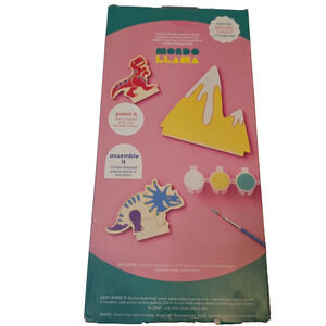 Mondo Llama Paint-Your-Own Wood Scene Kit Dinosaur Mountain Palm Tree